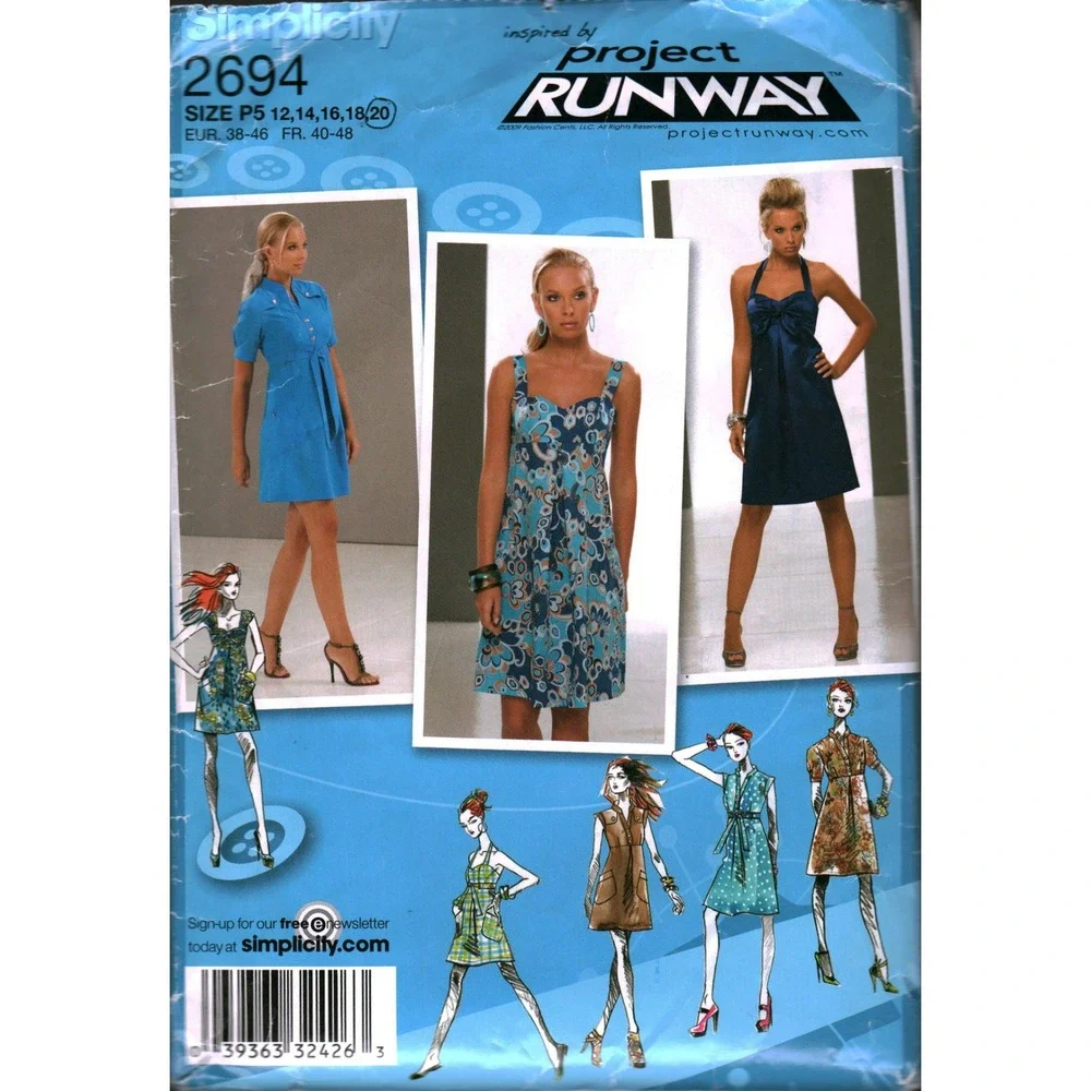 Simplicity 2694 Project Runway Misses Dress Sewing Pattern Size 12-20 Bodice Mix